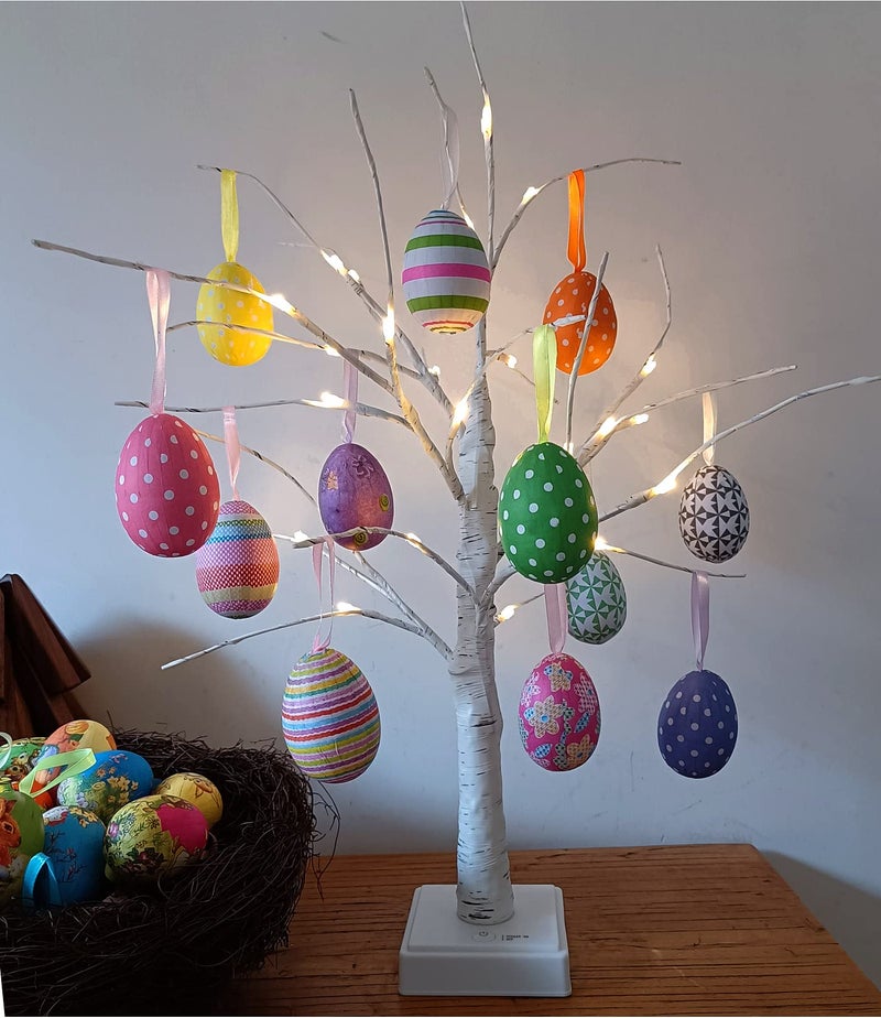 Gardeningwill 12pcs New Colorful Paper Mache Foam Egg Hanging Ornaments Easter Tree Christmas Decoration - Image 4